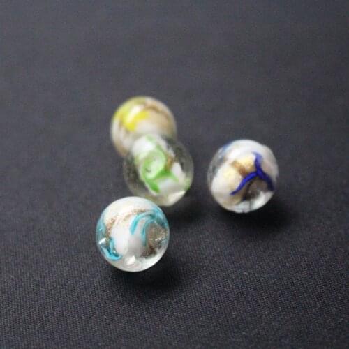 10pcs/lot 12mm 14mm Lampwork Glass Beads With Color Gold rotation Mix Color for earring necklace making