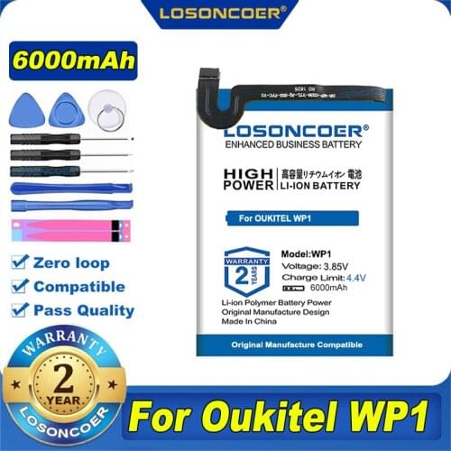 100% Original LOSONCOER 6000mah For Oukitel WP1 Battery