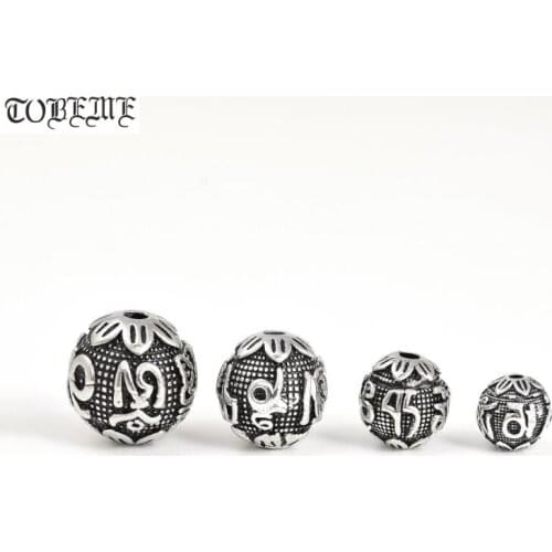 100% 925 Silver Tibetan Six Words Proverb Beads Sterling BuddhisOM Mantra Beads Real Silver Tibetan Beads Malas Markers