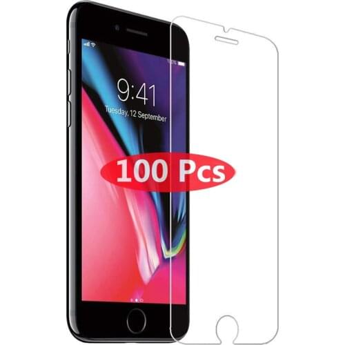 100Pcs Tempered Glass on the For iPhone X XS Max XR Tempered Glass For iPhone 7 8 6 6s Plus 5 5S SE Screen Protector Film Case