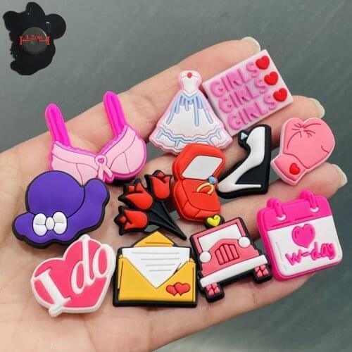 12PCS PVC Cute Cartoon Fridge Magnets Bra Hat Rose Ring Letter Car High Heels Gloves Refrigerator Magnetic Sticker Office Supply