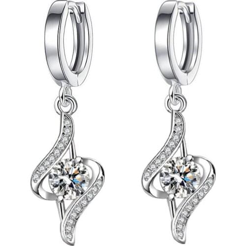 2021 New Style Fashion Zircon Love Heart Water Drop Earrings Ladies Earrings