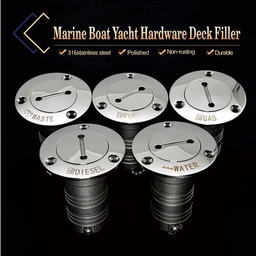 316 Stainless Steel Fuel Water Waste Diesel Gas Key Cap Filler Marine Boat Hardware Deck Filler for Vans Boat Yacht