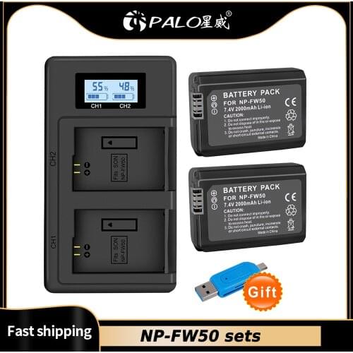 FOR SONY NP-FW50 NP FW50 Camera Battery + LCD USB Dual Charger for Sony Alpha a6500 a6300 a6000 a5000 a3000 NEX-3 a7R a7S NEX-7