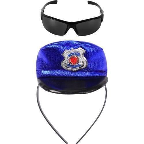 Cosplay Police Costume Accessories Lightweight Frame UV 400 Sunglasses Protection PC Lens Cycling Eyeglasses Mini Cop Police Hat