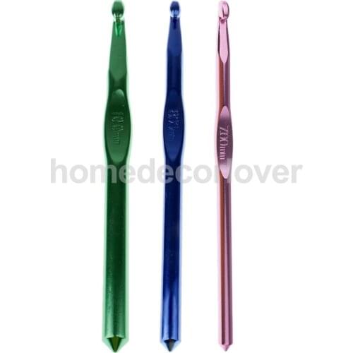 Aluminum Tunisian Afghan Crochet Hook Yarn Knitting Needles Hand Weaving Tool 7/8/10mm