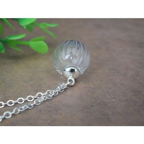 Free ship!! 14mm DIY Pumpkin stripe ball shape glass globe pendant with silver plated color cap /glass vial fashion pendant