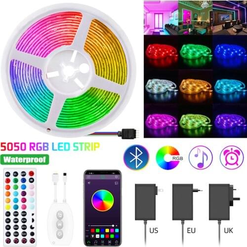 Bluetooth LED Strip Light 15M RGB BackLight 5050 LED Lights Tape Flexible 12V LED Strip Ribbon Home Christmas Lights Room Decor
