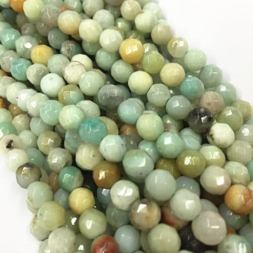 6 8 10 12mm Natural Stone Amazonite Beads Multicolor Faceted Round Loose Beads for Jewelry Making DIY Bracelet Necklace 15" A235