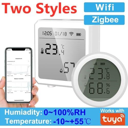 Tuya WIFI Zigbee Temperature And Humidity Sensor Indoor Hygrometer Thermometer With LCD Display Support Alexa Google Assistant