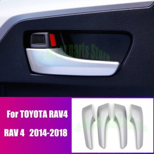 For Toyota RAV4 2014 2018 2019 Interior Trim ABS Matte Chrome Decoration Door Handle Cover Styling Auto accessories Trim