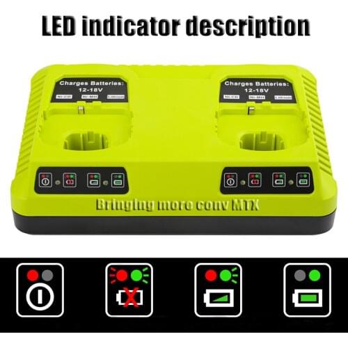 Double Charger P117 For Ryobi P108 P107 battery 12V 14.4V 18V 2A For Ni-CD Ni-MH 3A For Li-ion Ryobi one+ Battery High quality