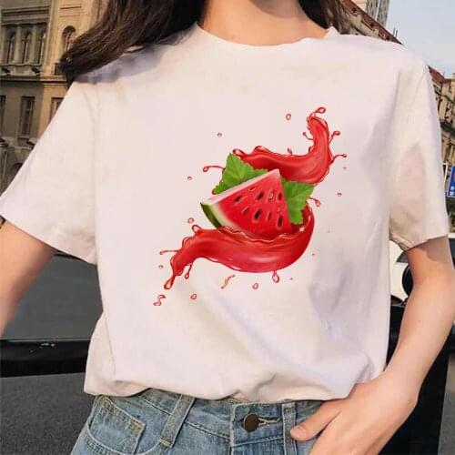 Single Watermelon Graphic Modern T Shirt Womens Aesthetic White Tshirt Popular Creative Printed Soft Gril 2021 Arrivals Clothes