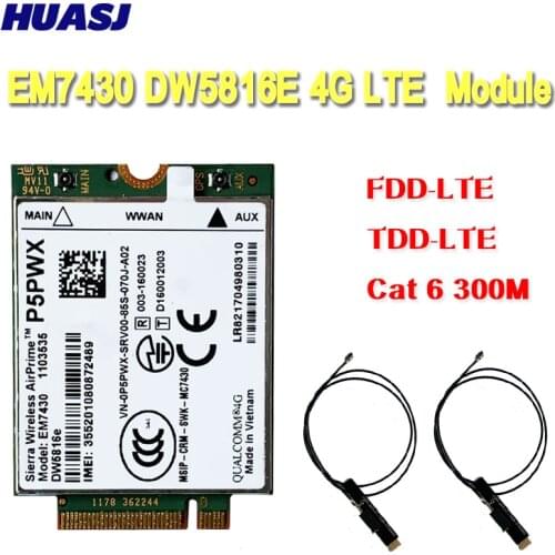 Huasj para EM7430 DW5816e GOBI6000 cat6 300M 4G LTE WWAN DW5816e para 7280, 7285, 7290, 7389, 7390, 7480, 7490 E7470