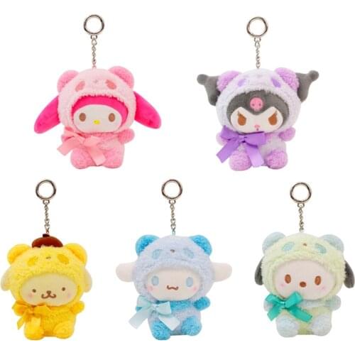 KAWAII Sanrio Anime cartoon Series soft Kuromi melody Cinnamorol COS Giant Panda plush toy Bag guajian Ornaments Boy girl Gift