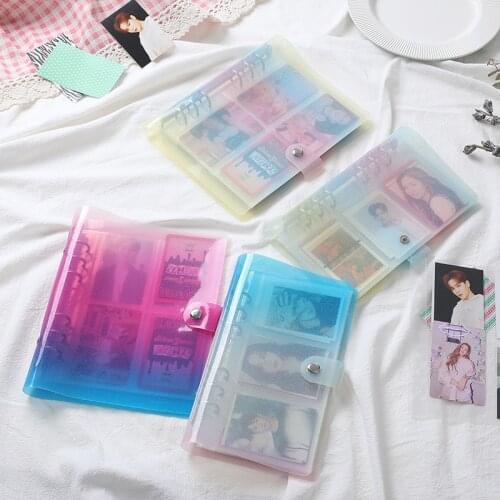 Rainbow Color PVC Six-hole Loose-leaf Book Student Star Card Collection Book for 94*66/90*65mm Photo Albums