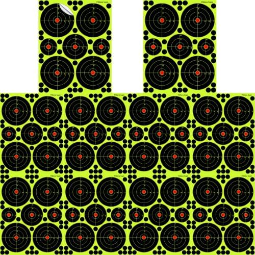 2"+3“+4” Combo Self-Adhesive Splatter Splash & Reactive(Color Impact) Shooting Sticker Targets(Bulls Eye) 10 Pages(10+20+40)Pcs)