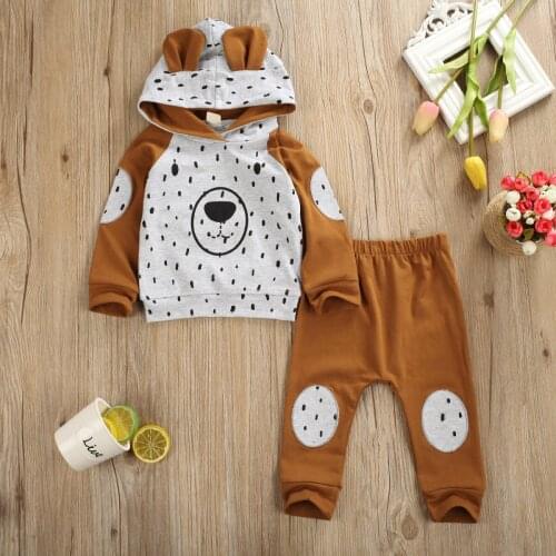 Newborn Toddler Baby Boy Girl Long Sleeve Top Hoodies Pants Trousers Outfits 2PCS Spring Autumn Clothes Set 0-24M