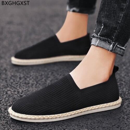 Black Slip on Summer Shoes Men White Loafers Non-leather Casual Shoes Man Designer Blue Flats Fisherman Shoes for Men 2021