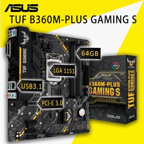 LGA 1151 Asus TUF B360M-PLUS GAMING S Gaming Motherboard i7 i5 i3 DDR4 2666MHz M.2 DVI HIFI Desktop B360 Gaming Placa-mãe 1151