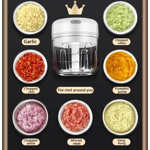 Mini Crusher Chopper Electric Garlic Masher Rugged USB Charging Masher Machine for Garlic Ginger Chili Cutter Kitchen Gadget