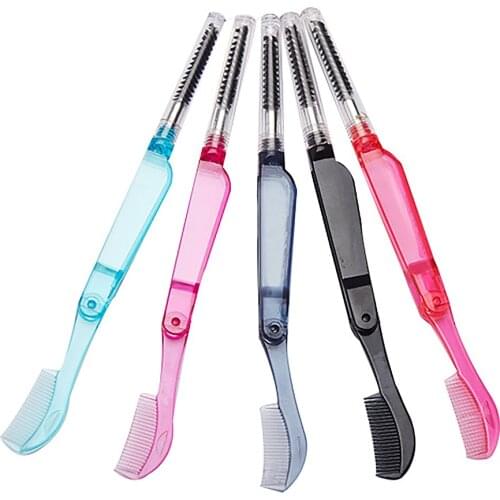 Fashion Double Head Foldable Eyebrow Eyelashes Hair Eye Brow Extension Brush Metal Comb Eyelashes Comb Cosmetic Makeup Tools