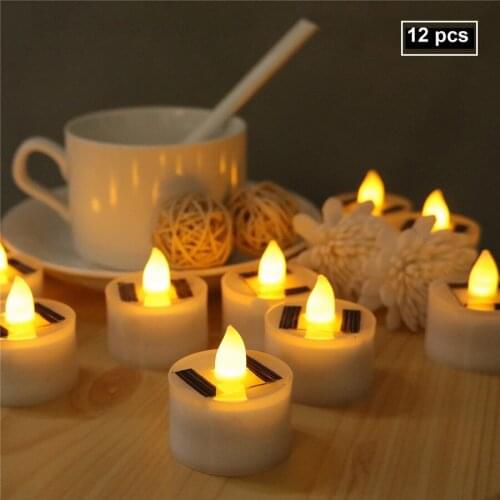 Solar Powered 12 Pcs Led Candle Light Flameless Atmosphere Lighting Flicker Lamp IP44 Waterproof for Wedding,Party