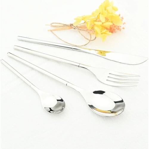 Western 304 Stainless Steel Cutlery Set Knife Fork Coffee Spoon Dinnerware Set Mirror High Quality Tableware Kitchen Silverware