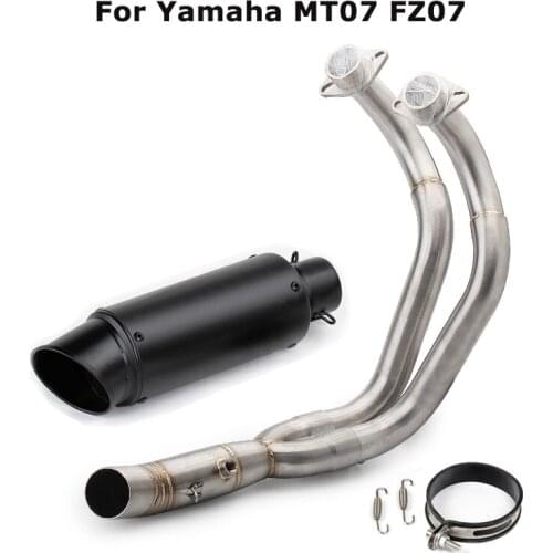 For Yamaha MT07 FZ07 Motorcycle Full System Exhaust Muffler Tip Black Front Link Pipe Header Connect Pipe