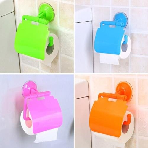 Plastic Wall Mounted Suction Cup Seamless Bathroom Toilet Paper Roll Paper Barrel Rack Bathroom Accessories Toilet Paper Holder