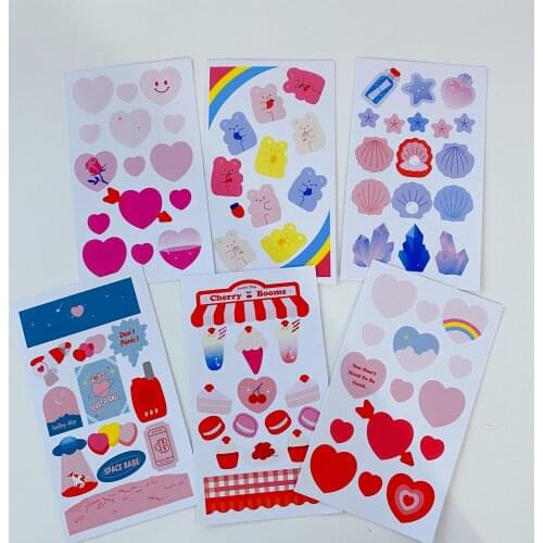 Cartoon Bear Pink Love Shell Cute Stickers Waterproof Sealing Post It Mobile Phone Laptop Cup Stationery DIY Decorative Sticker