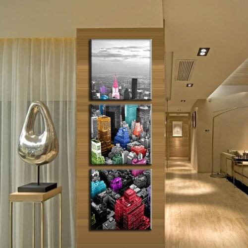 Newest 2018 3 Pcs/Set Vertical Modern Art Colorful New York City Wall Art Picture Canvas Home Decoration