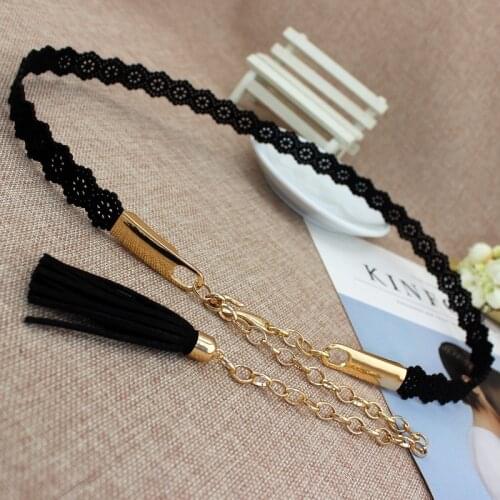 Designer New Ladies Style National Style Tassel Metal Hook Chain Waist Dress Belt Decorative Fine Embossed Belts for Women