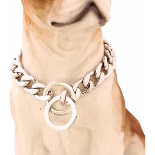 13/15mm New Silver Color Polished Pet Dog Collar Choker Dog Slip Chain Luxury Training Collar for Small Large Medium Dogs 12-30"