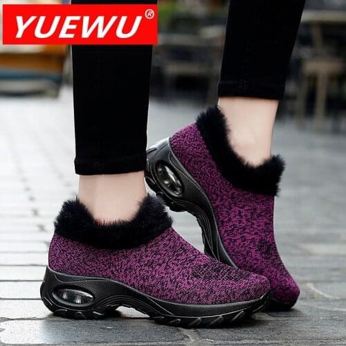 YUEWU New Pattern Flying Weaving Plush Heightening Shoes Outdoors Casual Cotton Shoes Available In Five Colors Fashion