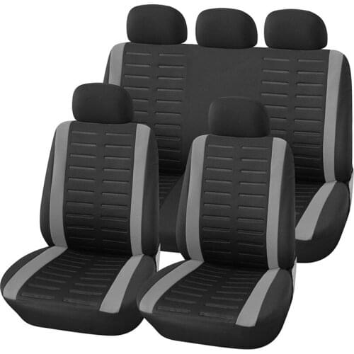 Full set Gray Car Seat Covers Protection Cushion Detachable Headrest Universal