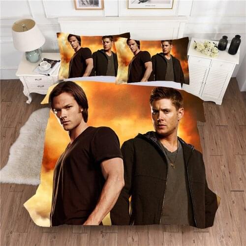 Supernatural 3/2Pcs Duvet Cover Sets Cartoon Bedding Sheet Child Pillowcases US AU King Twin Queen Size Boys Girls Anime