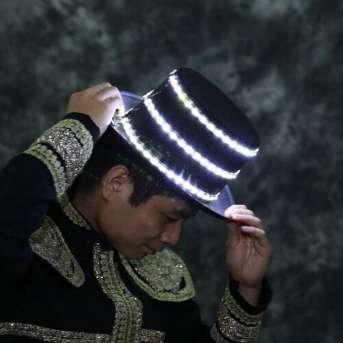 LED Light Hat Flash Cap Stage LED Jazz Light Magic Hat Flashing Light Night Dance Costume Props