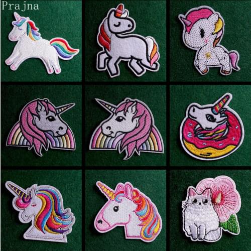 2 Pcs Rainbow Unicorn Embroidered Patches For Clothing Thermoadhesive Patches Cartoon Animal Patch Iron On Patches On Clothes