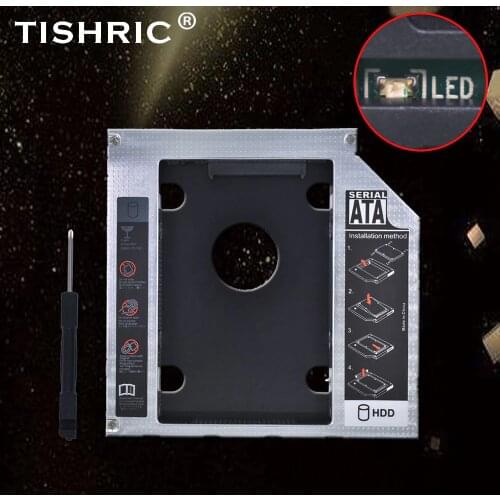 Tishric Universal Aluminum 9.5mm SATA 3.0 HDD Caddy With LED Adapter DVD HDD Hard Disk Enclosure Optibay For Laptop DVD-ROM ODD