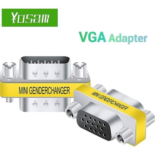 YOSAM VGA plug DB-15 pin male-to-male , female-to-female adapter set is suitable for printers, cash registers, desktops, etc