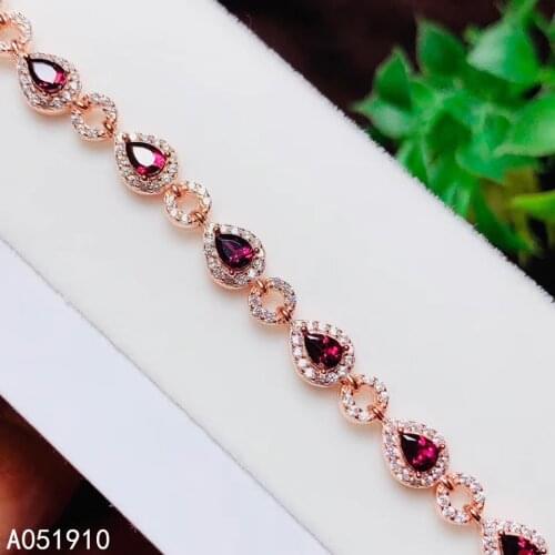 KJJEAXCMY boutique jewelry 925 sterling silver inlaid Natural Garnet ladies bracelet support detection luxurious
