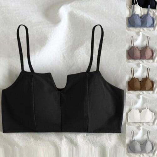 Womens French Summer Thin Large Breasts Show Little Girl Without Steel Ring Vest One Size