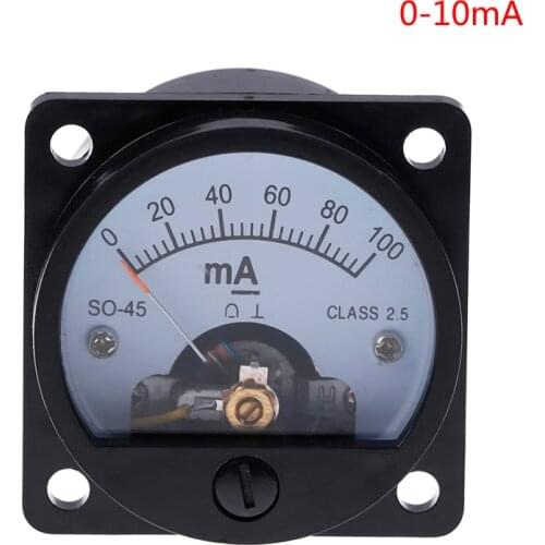 1pc Ammeter SO-45 Class 2.5 Accuracy DC 0-100mA Round Analog Panel Meter Black
