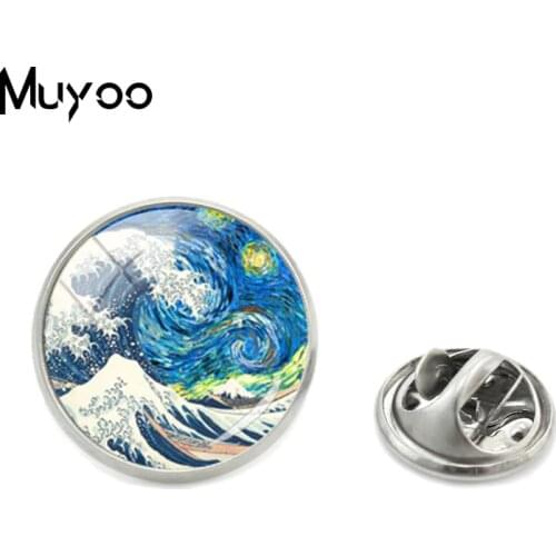 2018 New Arrival The Great Wave Lapel Pins Handmade Collar Pin Elegant Charming Style Art Glass Pins Novelty Brooches Jewelry