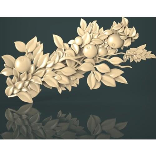 Apple branches and leaves 3D model relief for cnc 3D carved figure sculpture machine in STL file 3D furniture decoration Decor