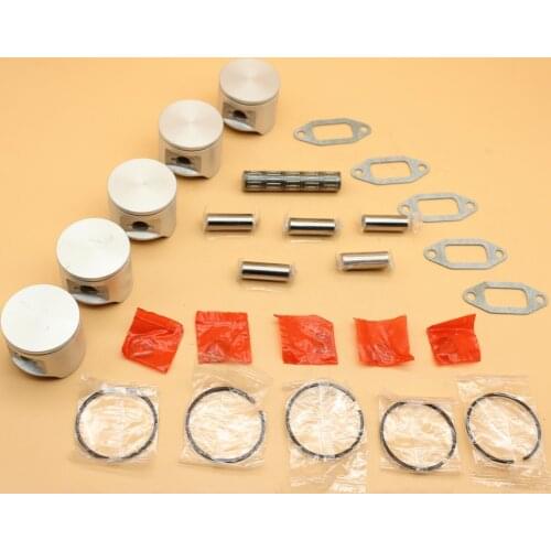 5 Sets/lot 48mm Piston & Pin Ring Bearing Gasket Kit Fits HUSQVARNA 365 365XP JONSERED 2065 2165 Chainsaw Parts OEM 503691303