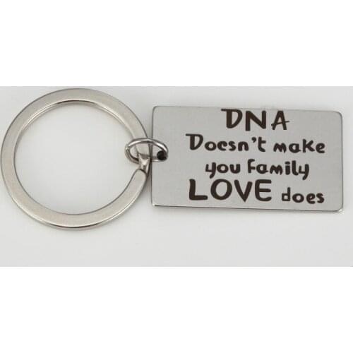 DNA Doesn't make you family LOVE does Stainless Steel Letter Motivational Keychain Keyrings Thanksgiving Day Gifts 5PCS