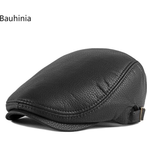 Bauhinia High Quality PU Leather Waterproof Caps Men Women Winter Windproof and Warm Artist Painter Beret Hat Vintage Visor Caps
