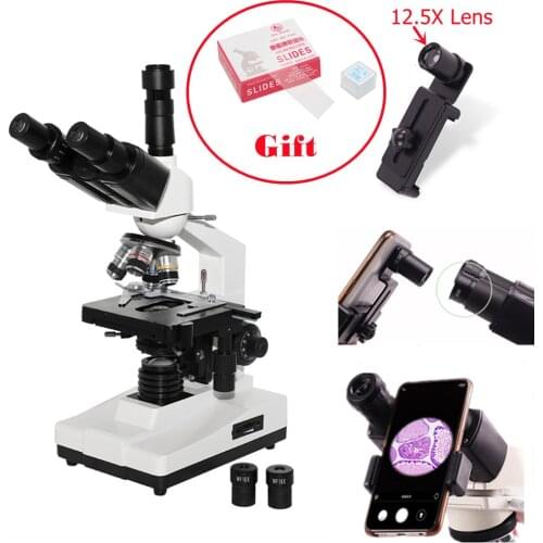 XP203 Trinocular Microscopes Biological 40X-1600X Educational Science Lab School Student Kids Children